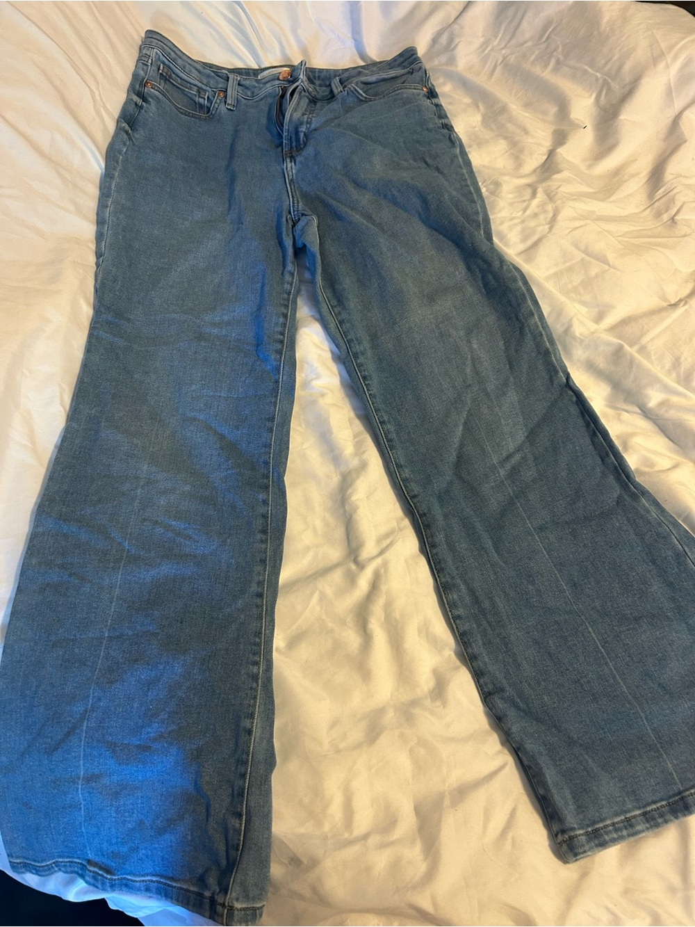 LC Lauren Conrad Wide-Leg Jeans in Medium Blue Wash